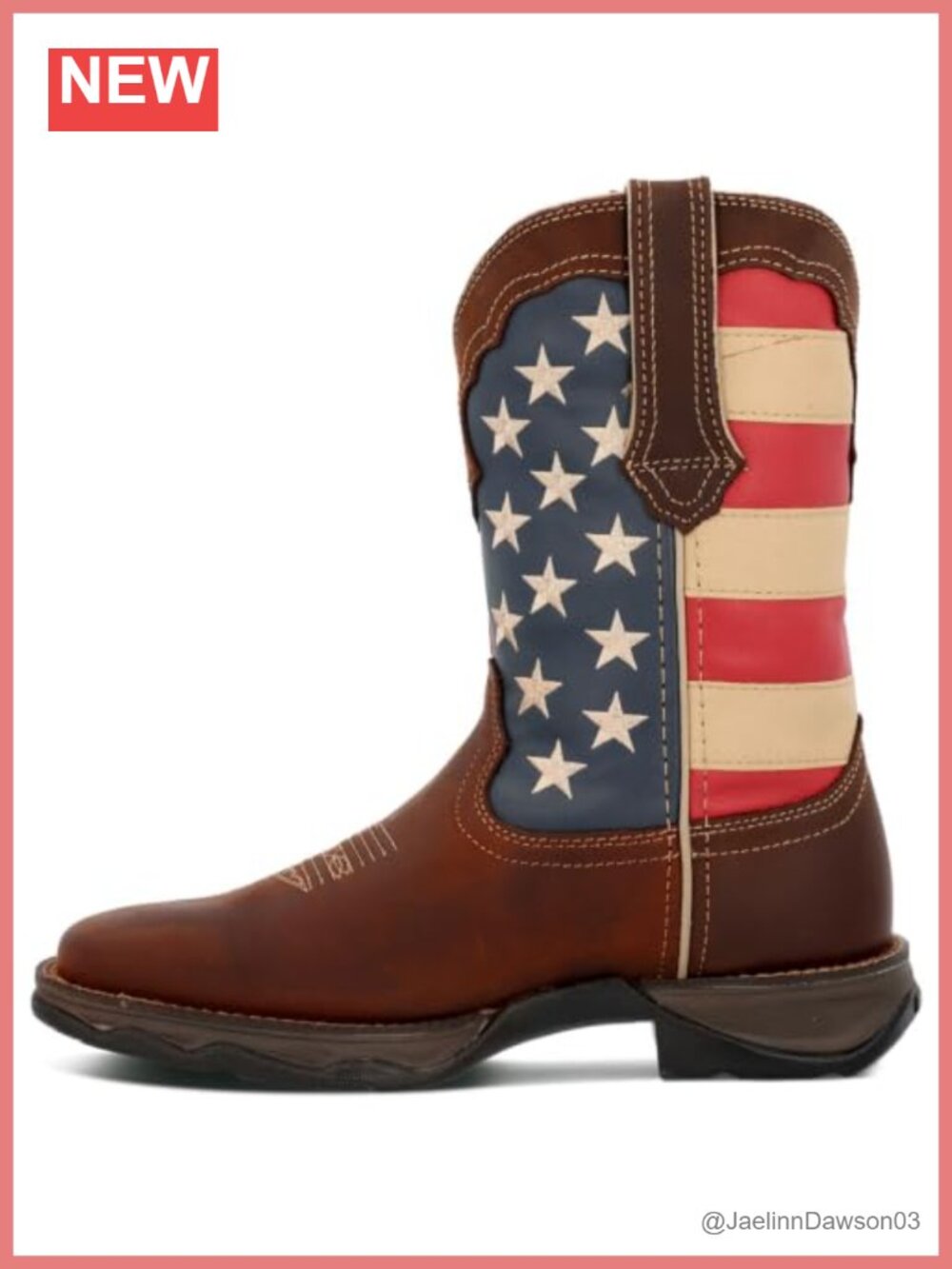 Full-Grain Leather Western Work Boot Square Toe Mid-Calf